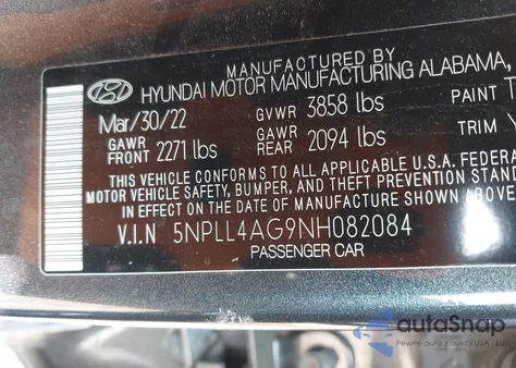 2022 Hyundai Elantra Se z USA, uszkodzony, nr VIN 5NPLL4AG9NH082084